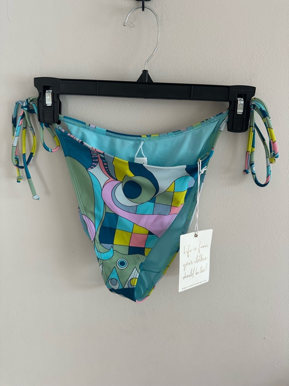 NWT Show me Your Mumu geo print side tied bikini bottoms size medium